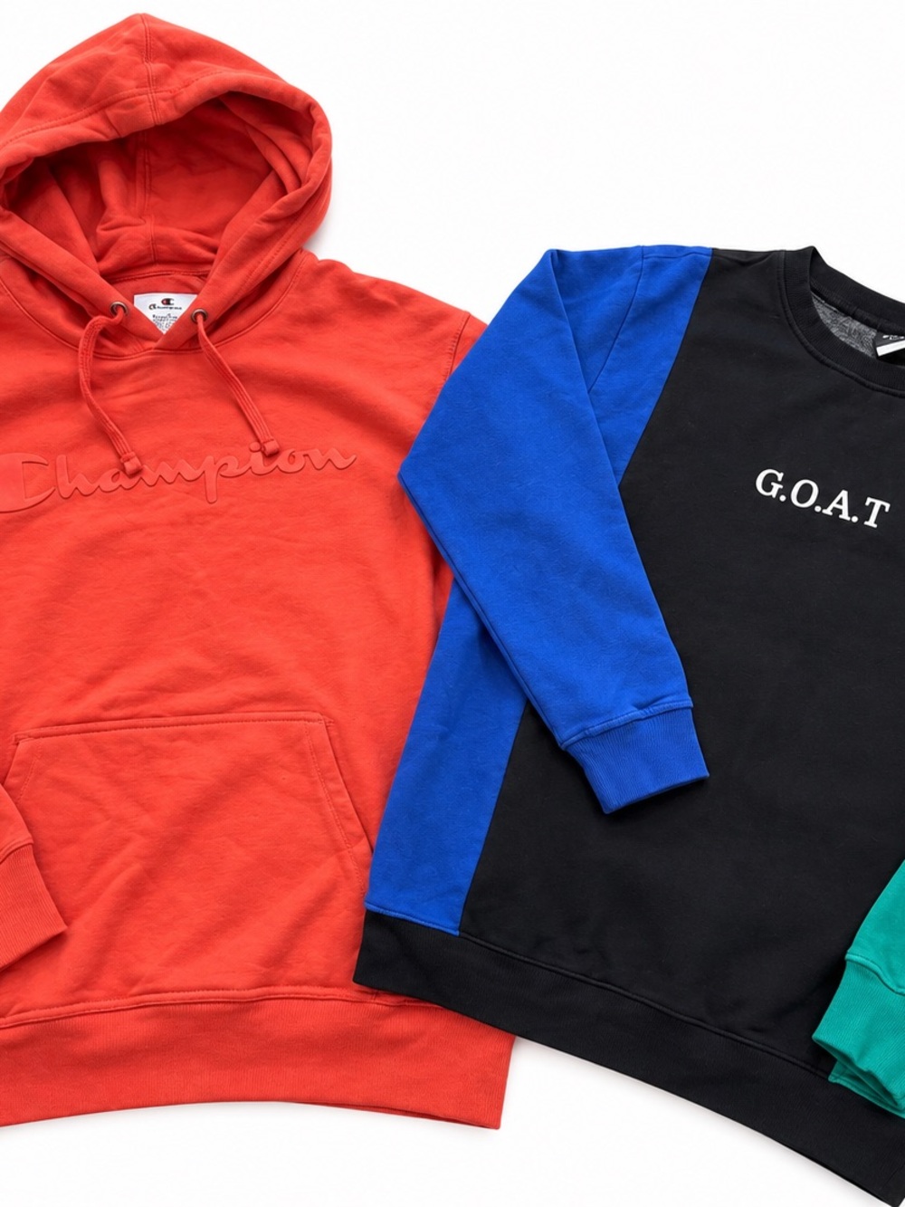 Champion Orange Hoodie WXYZ GOAT ColorBlock Sweatshirt Streetwear Bundle Mens L